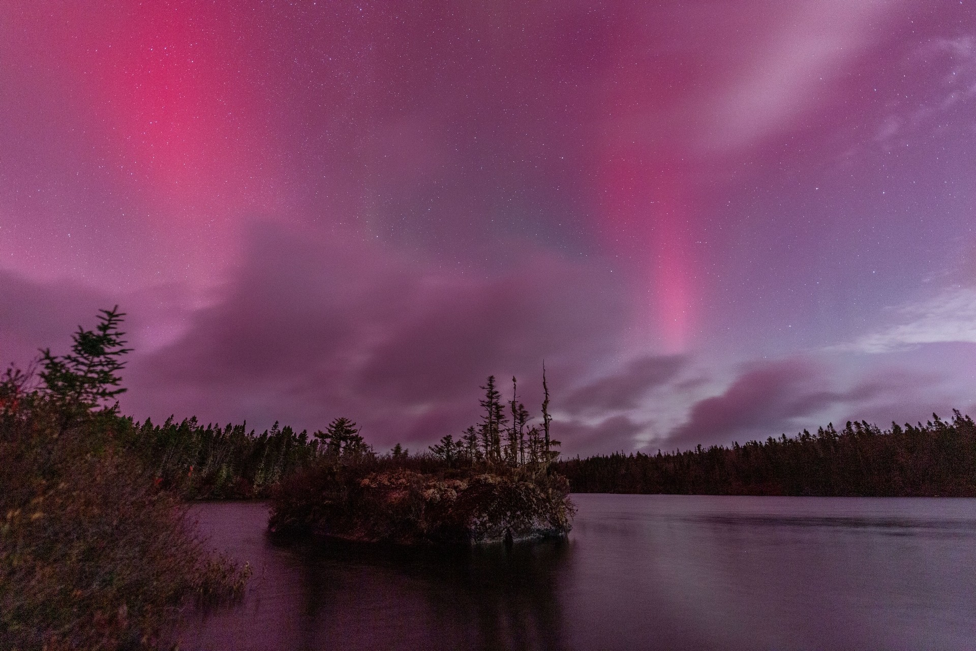 The northern lights are seen in Aspotogan, N.S., on Nov. 11, 2025. (Submitted: Barry Burgess)