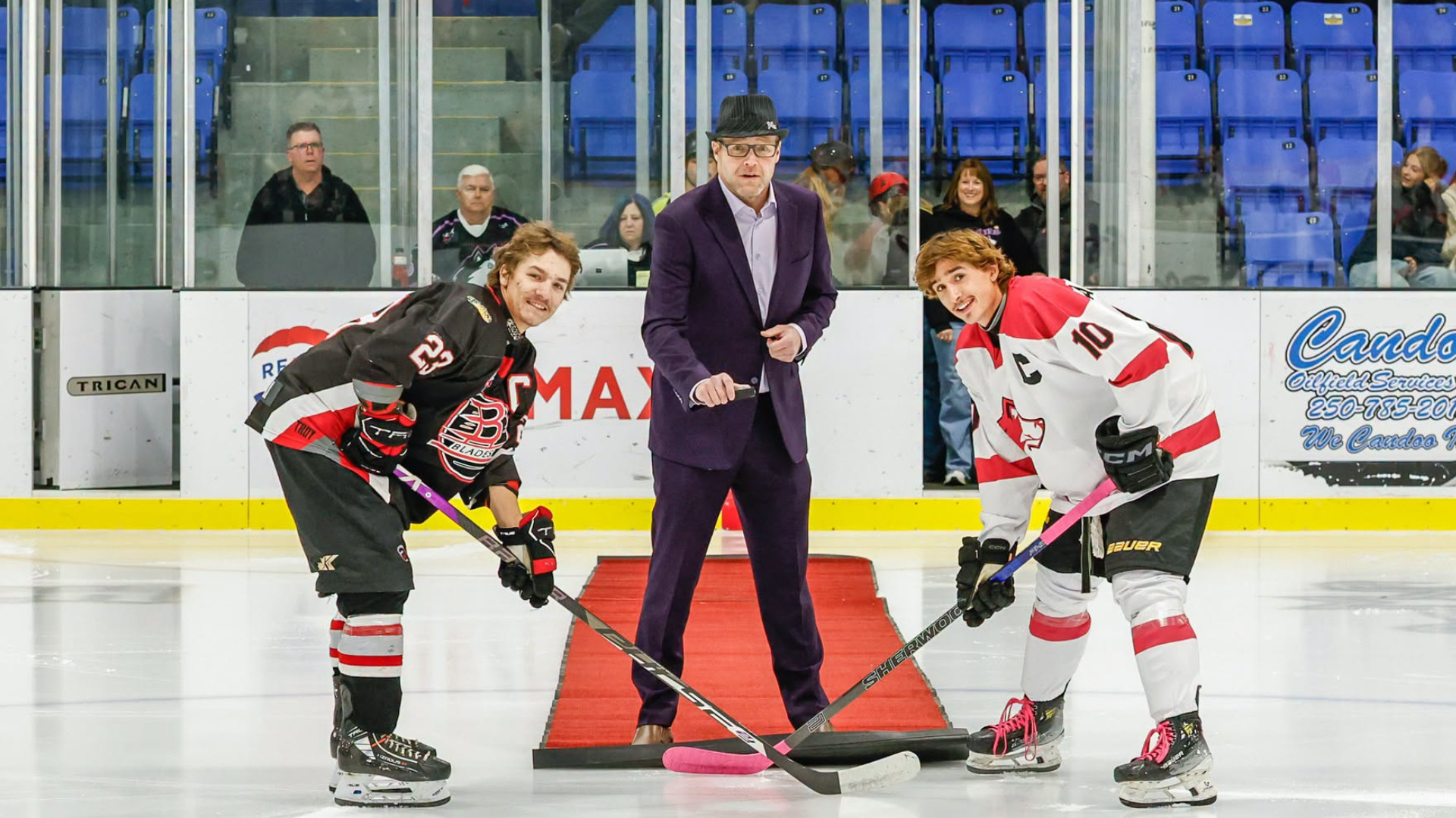 Cancer Drops Mayor-elect Trevor Bolin drops ceremonial puck at Fort St. John Huskies ...