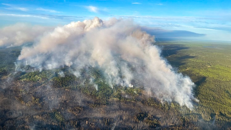 An aerial photo of the Kiskatinaw River wildfire in B.C. on June 4, 2025. (Source: Alberta Wildfire)