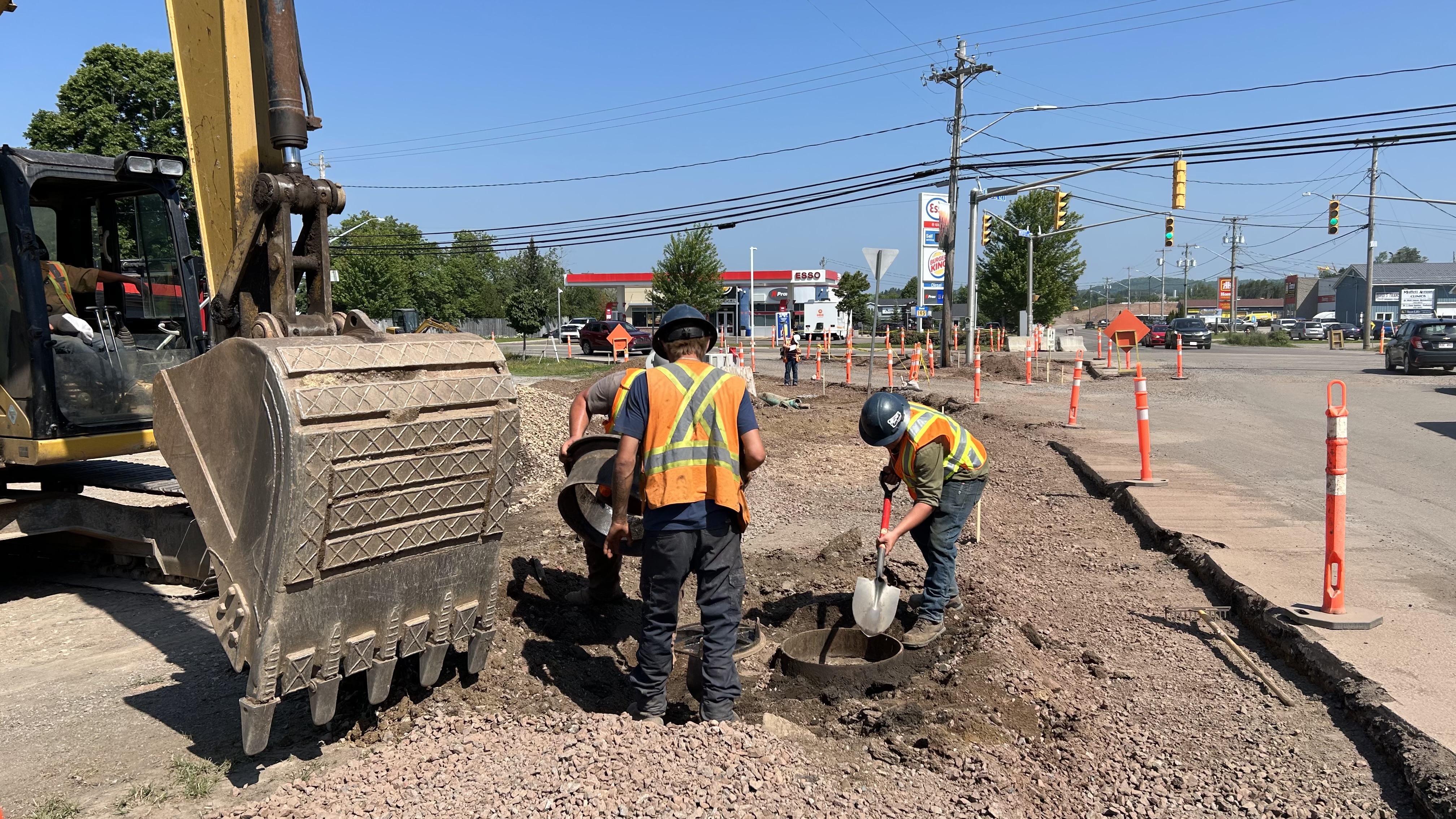 Hot summer day construction workers