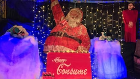 Christmas display in East Van festively lampoons AI, Coca-Cola, Ozempic 