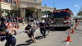 50,000-pound firetruck pull raising $15K and counting for first responders