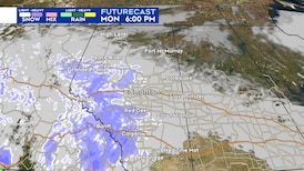 Forecasted winter storm progression northern Alberta on Feb. 16-18, 2026