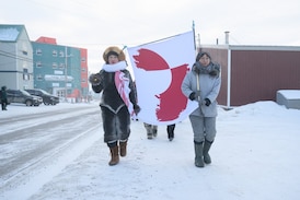 ‘We are very much one people’: Dozens rally in Iqaluit to protest against Trump’s threats to control island