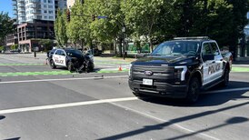 No serious injuries after 2 police vehicles collide in B.C. capital