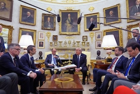 Trump says Germany helping with Iran strikes, meets Merz at White House 