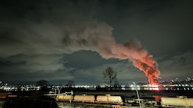 Massive fire erupts on barge on Fraser River