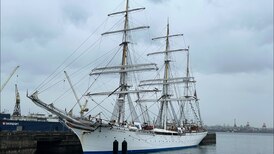 Norwegian tall ship Statsraad Lehmkuhl docked in North Vancouver