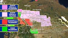 Winter storm blasting south across Alberta today